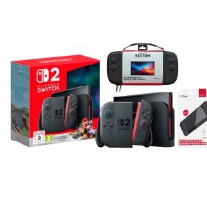 Nintendo Switch 2 Joy-Con Czarny + Mario Kart World + Etui Yaxo Scutum ...